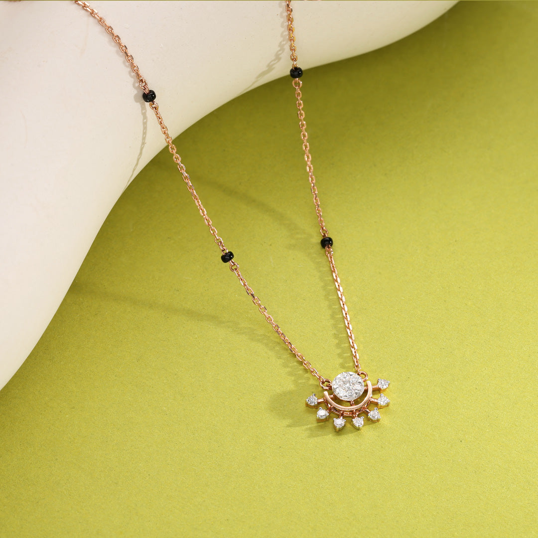 Endless Glint Diamond & Gold Tanmaniya Mangalsutra for Women