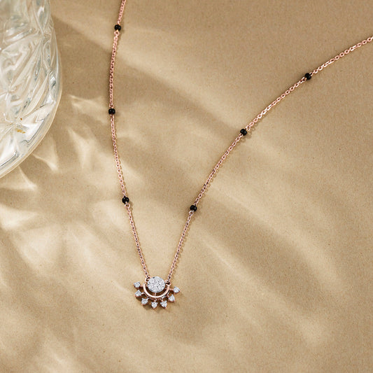 Endless Glint Diamond & Gold Tanmaniya Mangalsutra for Women