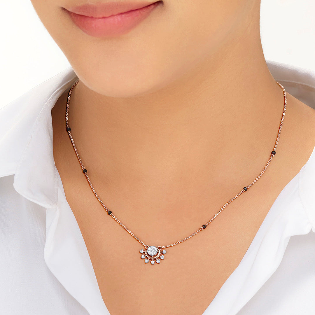 Endless Glint Diamond & Gold Tanmaniya Mangalsutra for Women