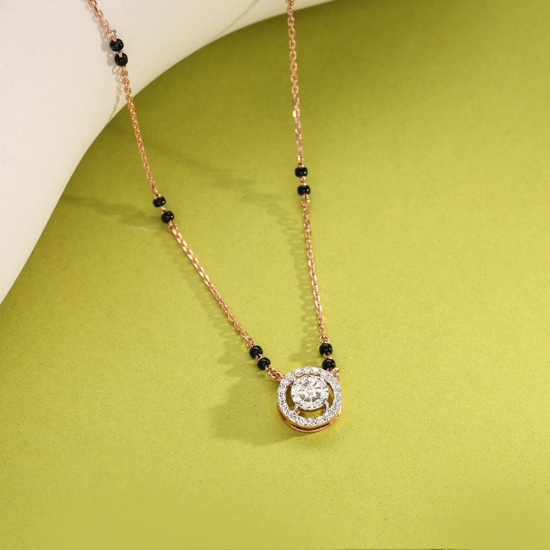 Stellar Glint Diamond & Gold Tanmaniya Mangalsutra for Women