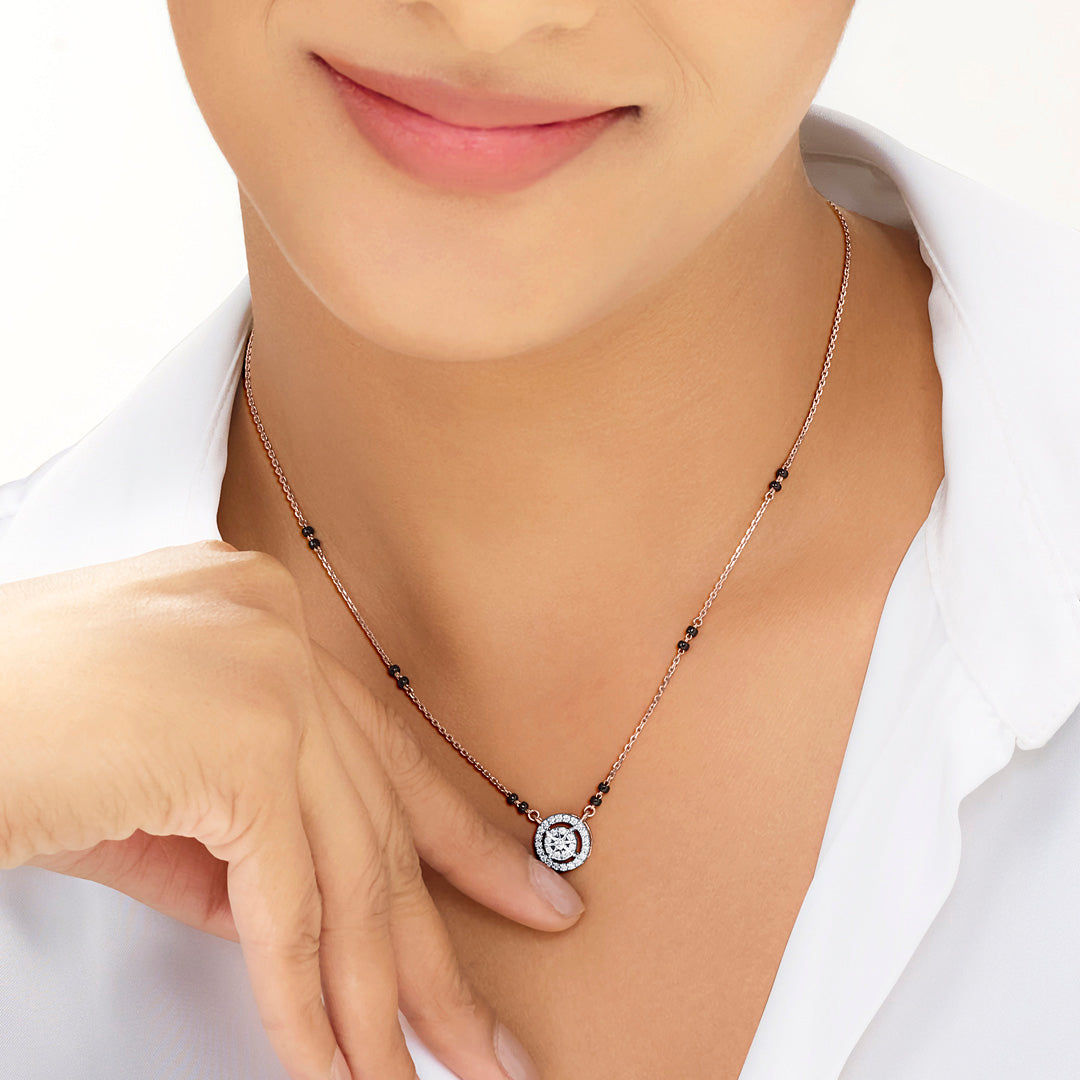 Stellar Glint Diamond & Gold Tanmaniya Mangalsutra for Women