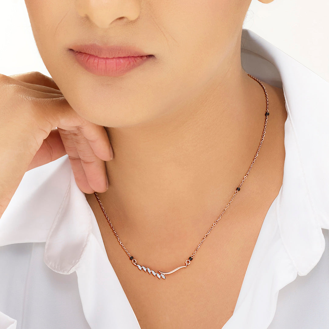 Gleaming Bond Diamond & Gold Tanmaniya Mangalsutra for Women