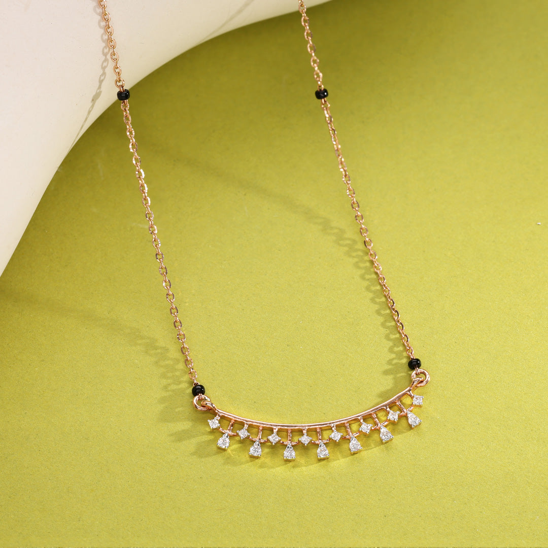 Gleaming Link Diamond & Gold Tanmaniya Mangalsutra for Women