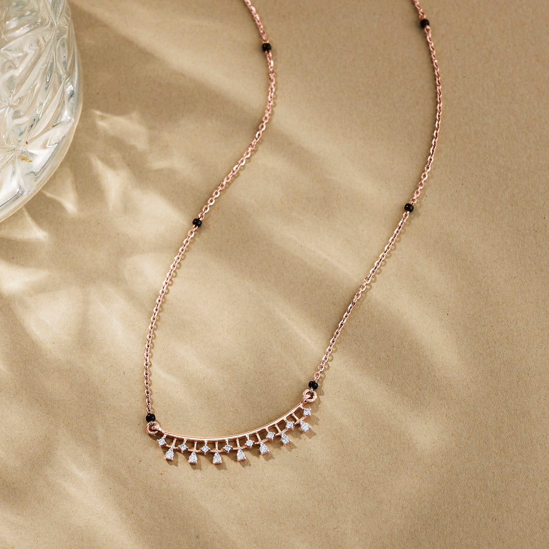 Gleaming Link Diamond & Gold Tanmaniya Mangalsutra for Women