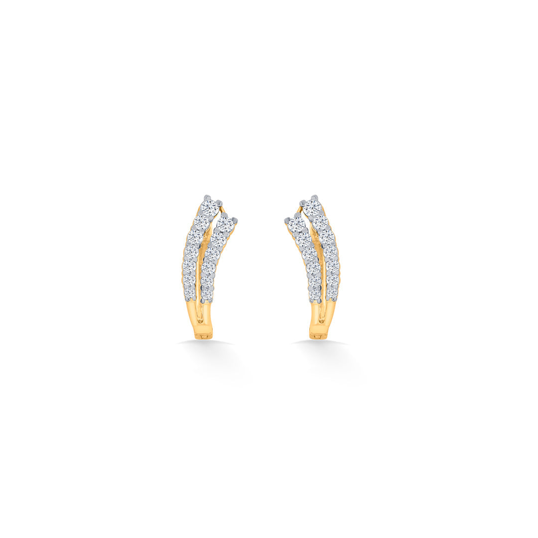 Aurora Curve Diamond & Gold Hoops & Huggies Earrings for Women