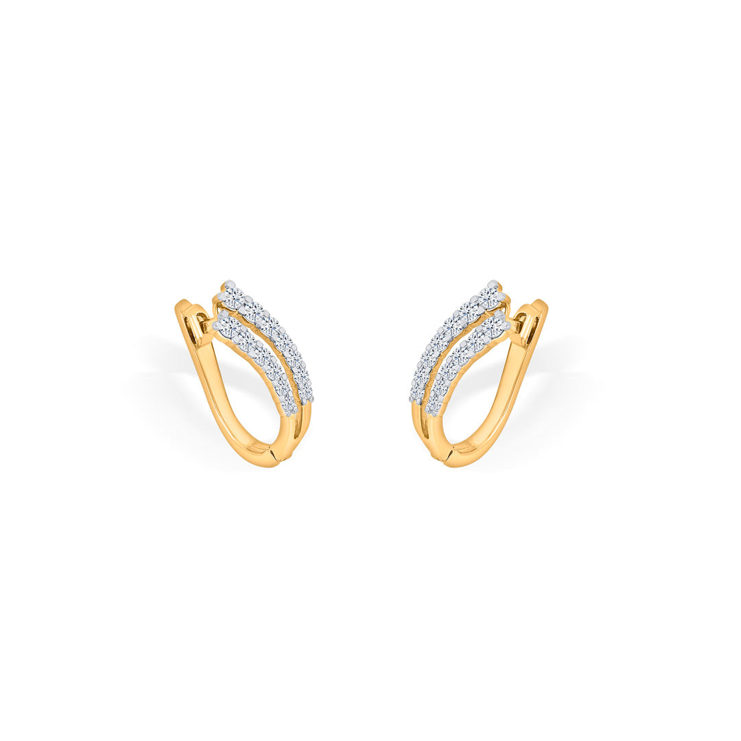 Aurora Curve Diamond & Gold Hoops & Huggies Earrings for Women