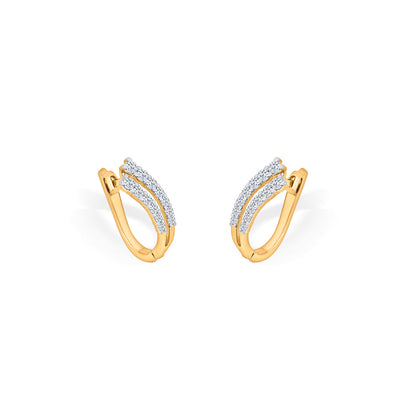 Aurora Curve Diamond & Gold Hoops & Huggies Earrings for Women