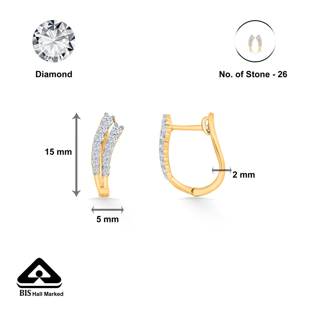 Aurora Curve Diamond & Gold Hoops & Huggies Earrings for Women