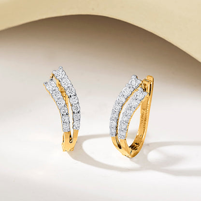 Aurora Curve Diamond & Gold Hoops & Huggies Earrings for Women
