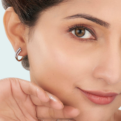 Aurora Curve Diamond & Gold Hoops & Huggies Earrings for Women