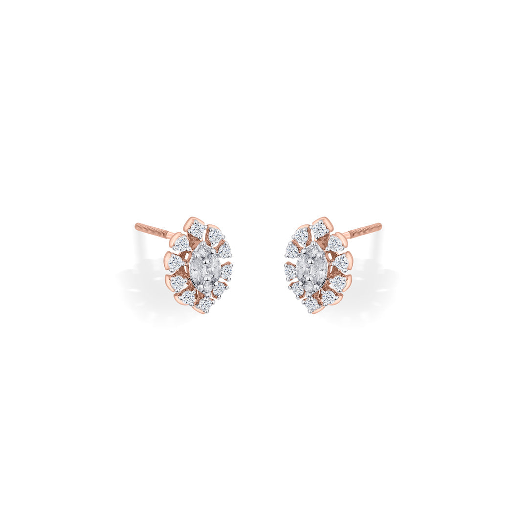 Infinite Gleam Diamond & Gold Stud Earrings for Women
