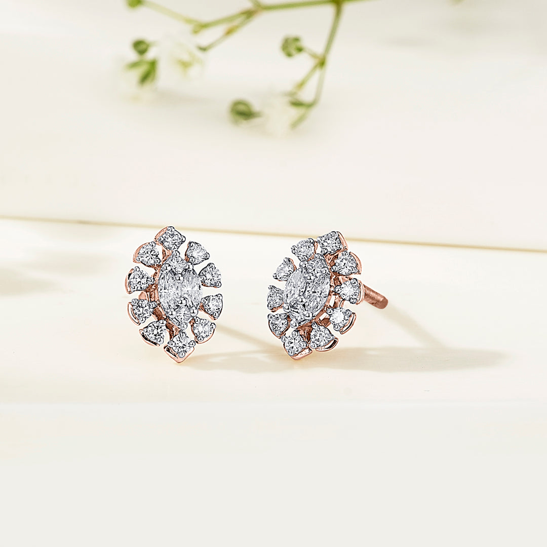 Infinite Gleam Diamond & Gold Stud Earrings for Women