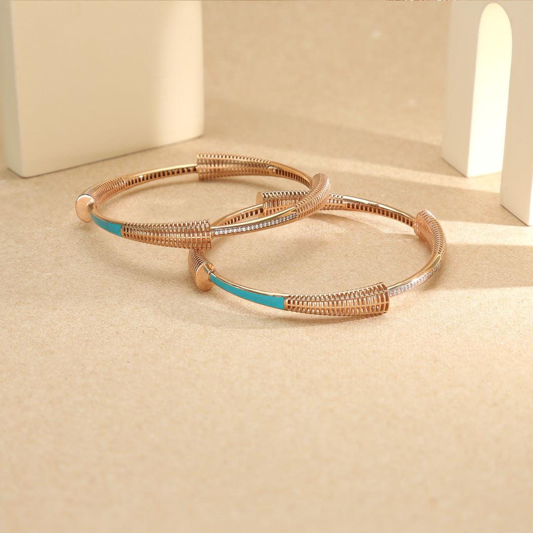 Azure Spark Gold Bangles for Women