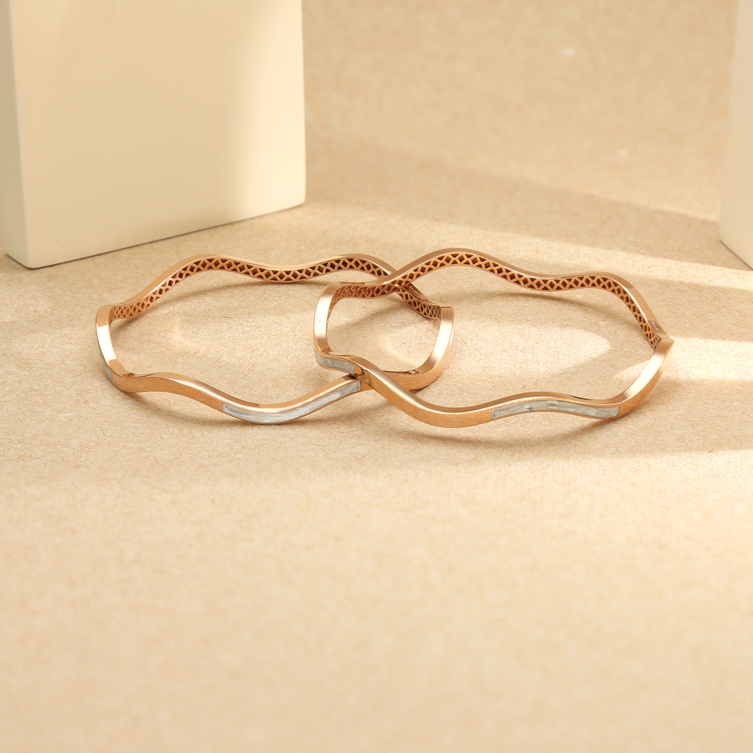 Ripple Chic Gold Bangles for Women