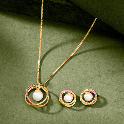 Orbit Glow Gold Necklace Set for Women