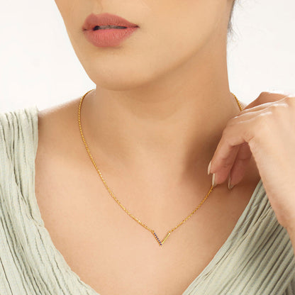 V Glow Gold Modern Necklace for Women