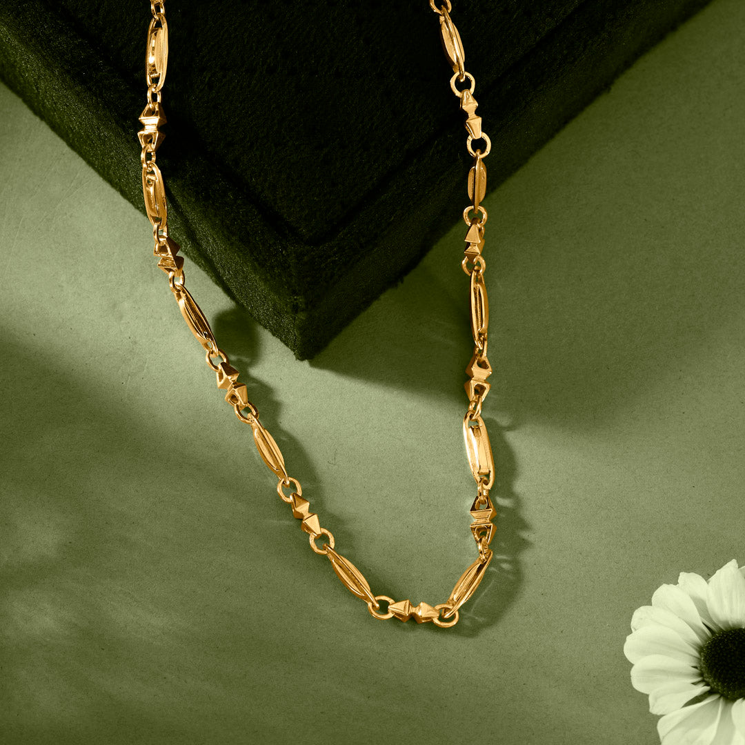 Solar Link Gold Fancy Chain for Men