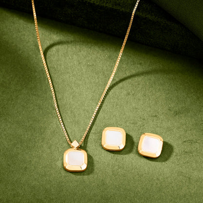 Soft Square Gold Necklace Set for Women