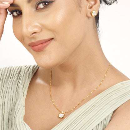 Soft Square Gold Necklace Set for Women