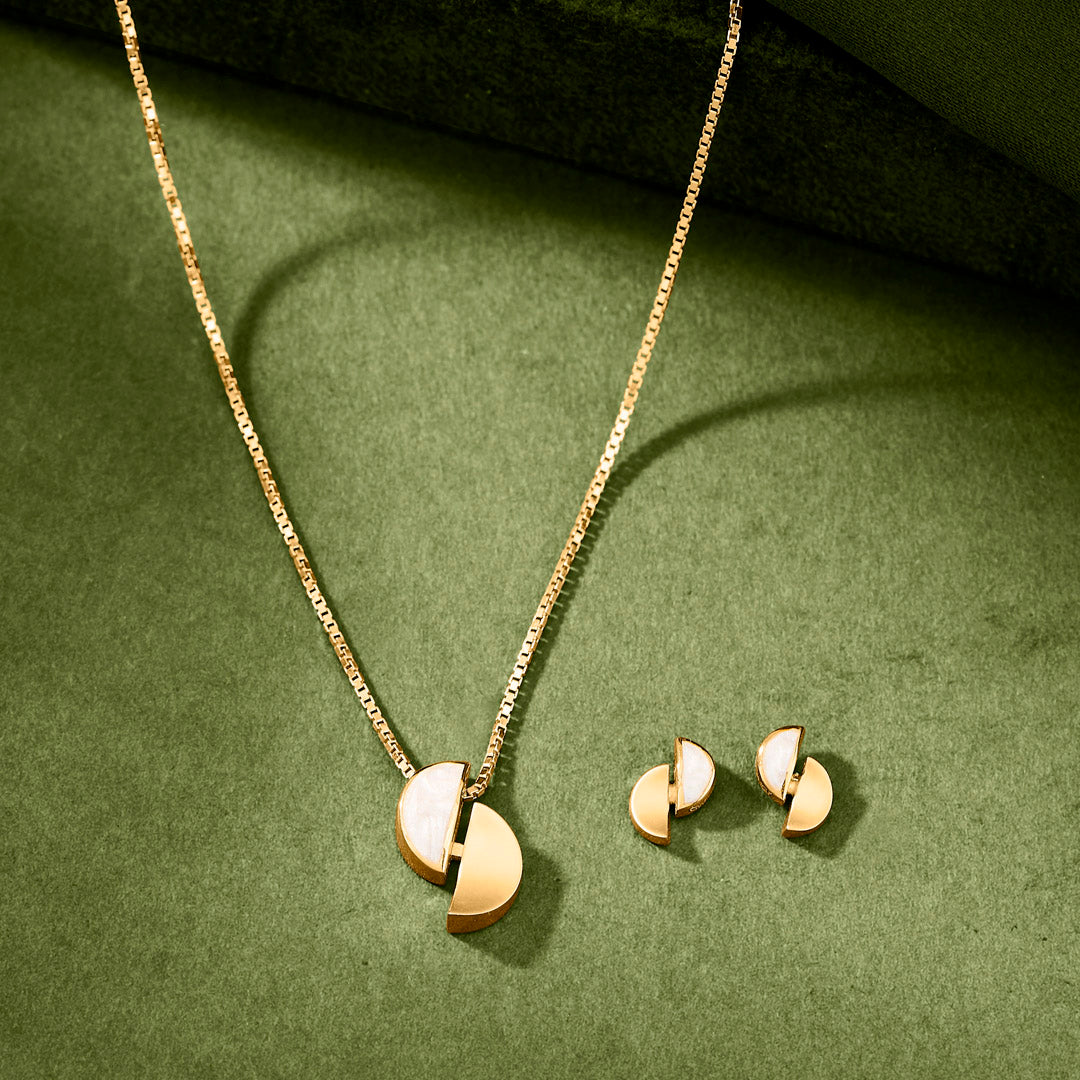 Open Halo Gold Necklace Set for Women
