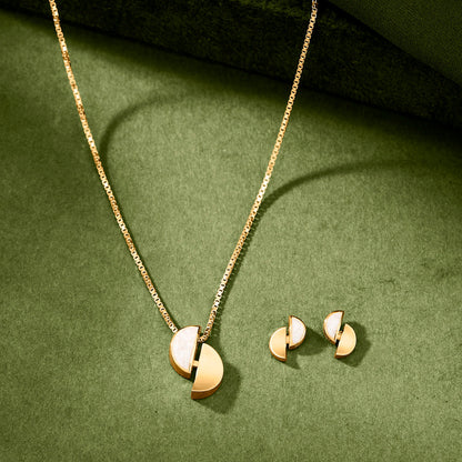 Open Halo Gold Necklace Set for Women