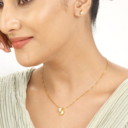 Open Halo Gold Necklace Set for Women
