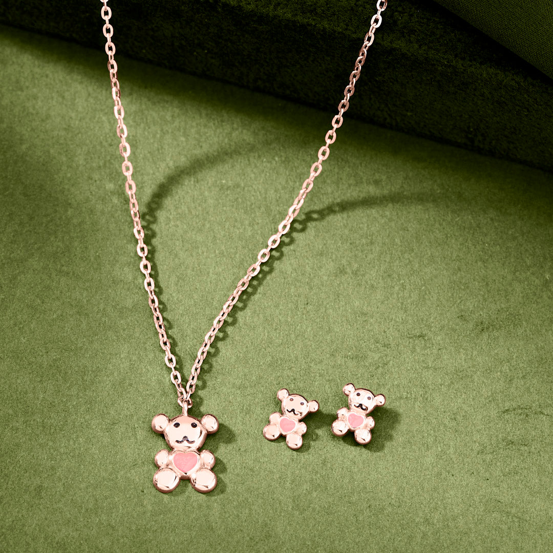 Teddy Love Gold Necklace Set for Women