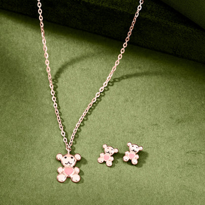 Teddy Love Gold Necklace Set for Women