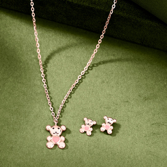 Teddy Love Gold Necklace Set for Women