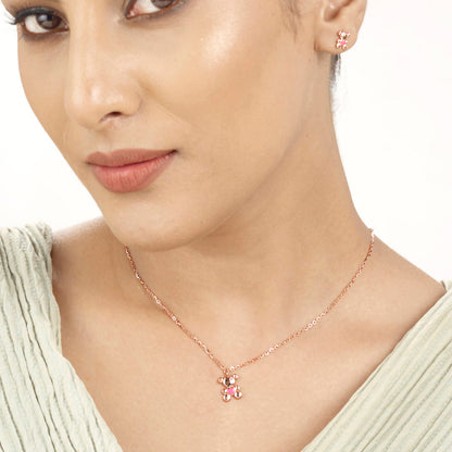 Teddy Love Gold Necklace Set for Women