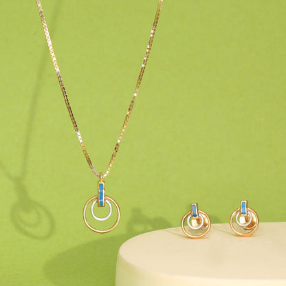 Halo Echo Gold Necklace Set for Women