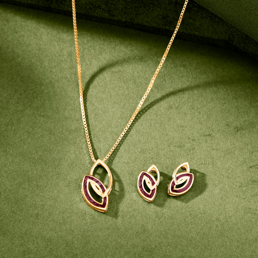 Lilac Weave Gold Necklace Set for Women