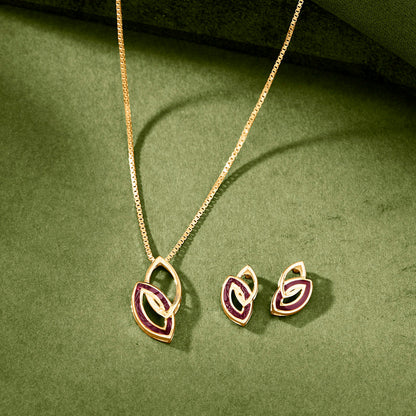 Lilac Weave Gold Necklace Set for Women
