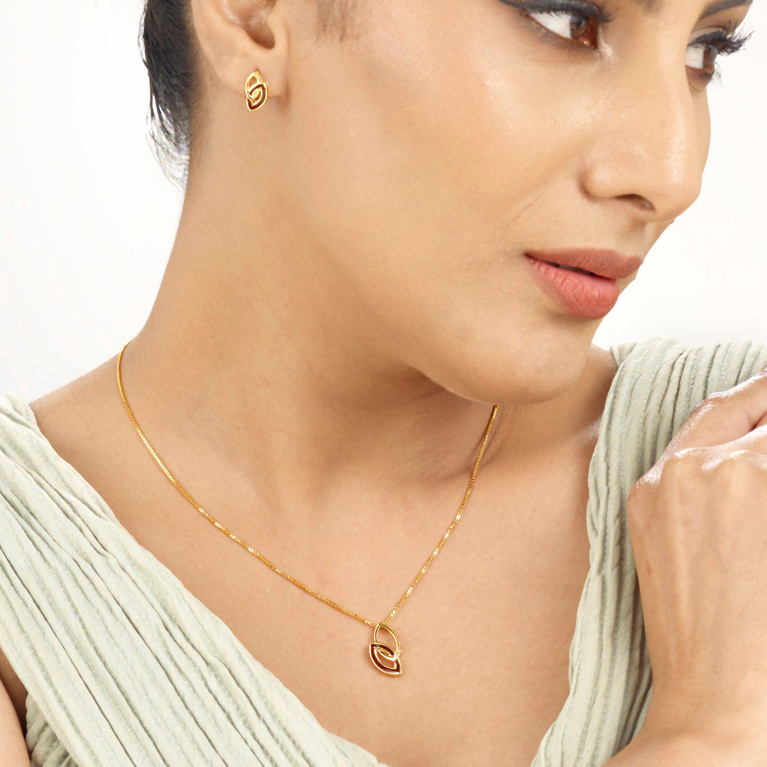 Lilac Weave Gold Necklace Set for Women