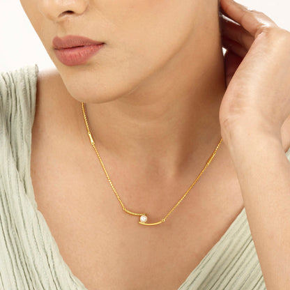 Glide Curve Gold Modern Necklace for Women