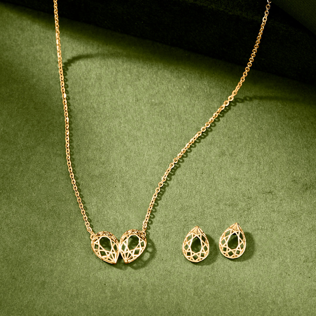 Emerald Bloom Gold Necklace Set for Women