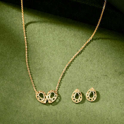 Emerald Bloom Gold Necklace Set for Women