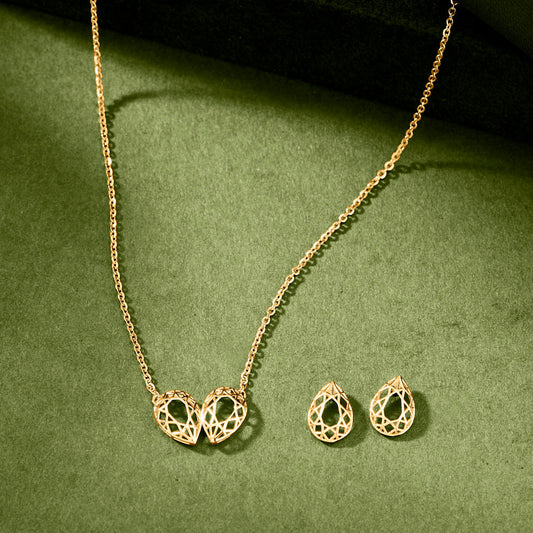 Emerald Bloom Gold Necklace Set for Women
