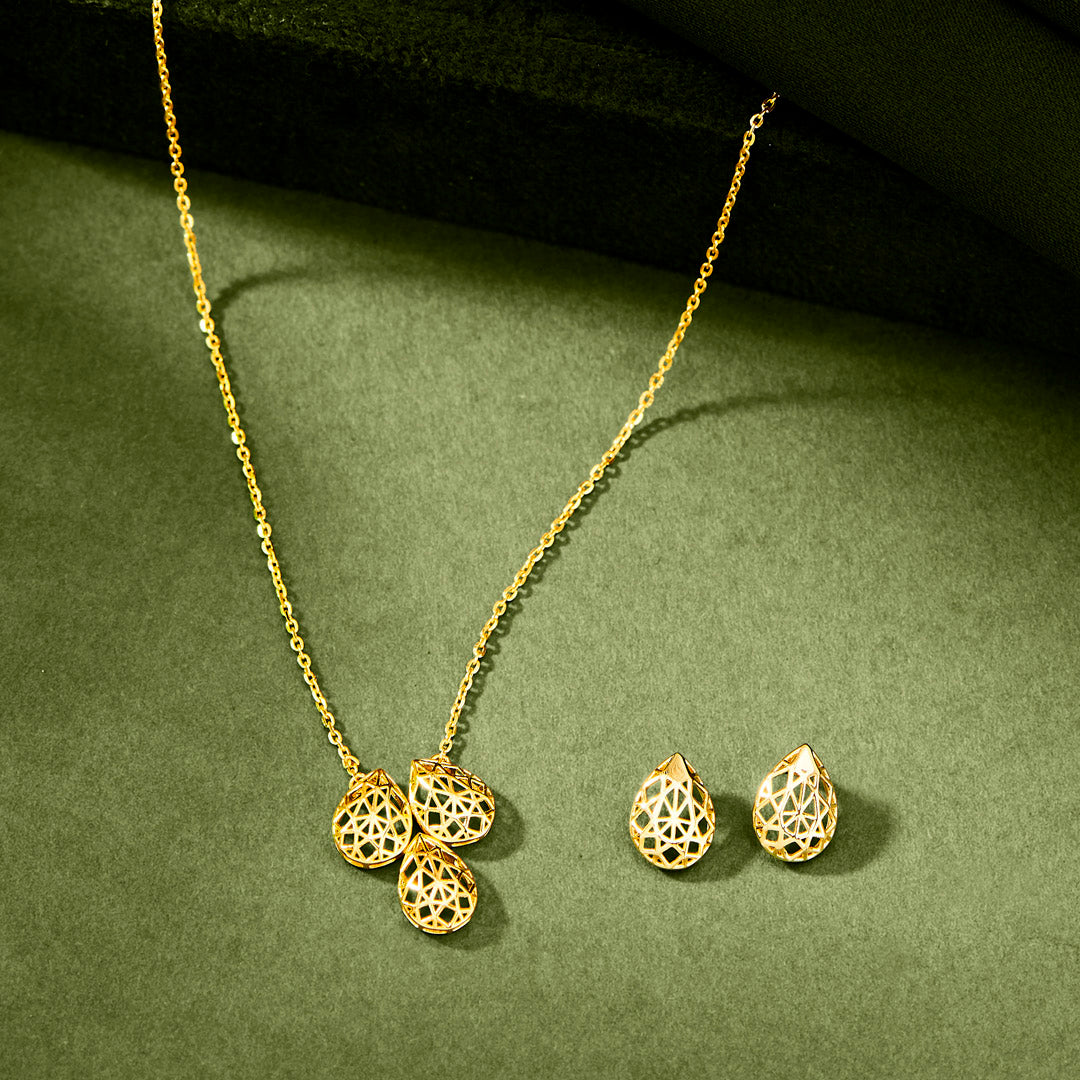 Intricate Glow Gold Necklace Set for Women