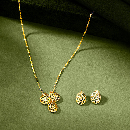 Intricate Glow Gold Necklace Set for Women