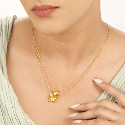 Feather Flight Gold Multi-Layered Necklace for Women