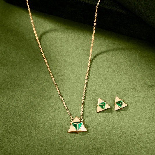 Prism Teal Gold Necklace Set for Women