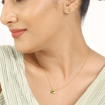 Prism Teal Gold Necklace Set for Women