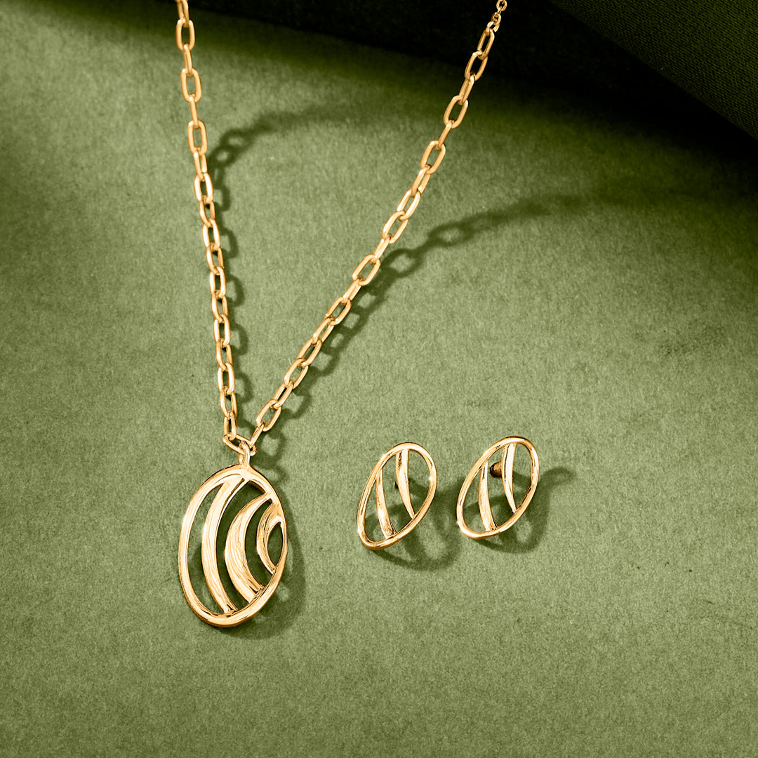 Crescent Glow Gold Necklace Set for Women