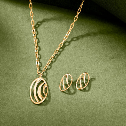 Crescent Glow Gold Necklace Set for Women