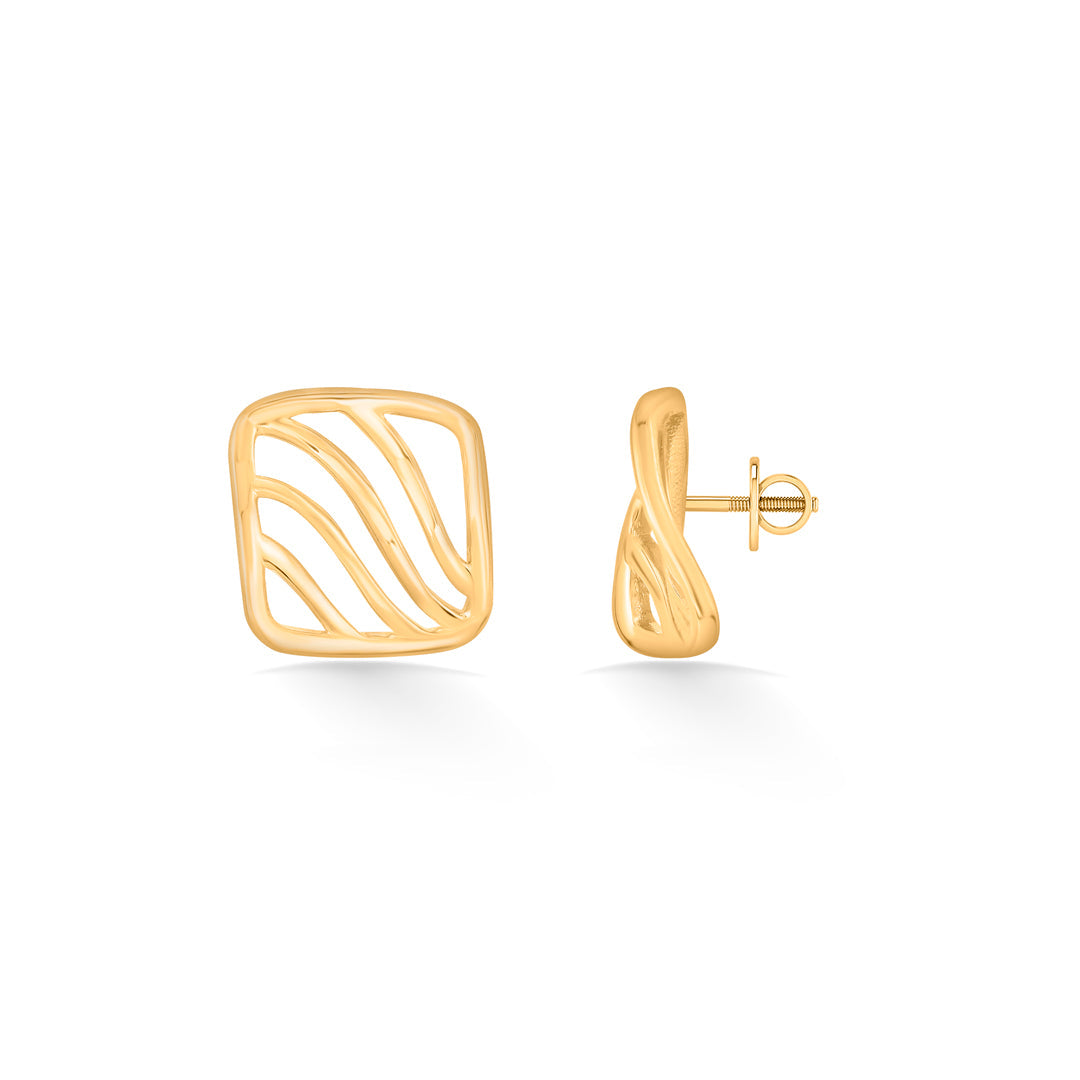 Wave Square Gold Necklace Set for Women