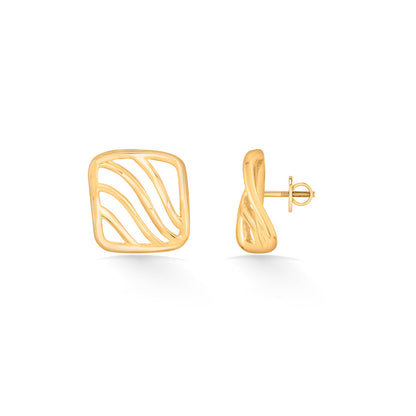 Wave Square Gold Necklace Set for Women
