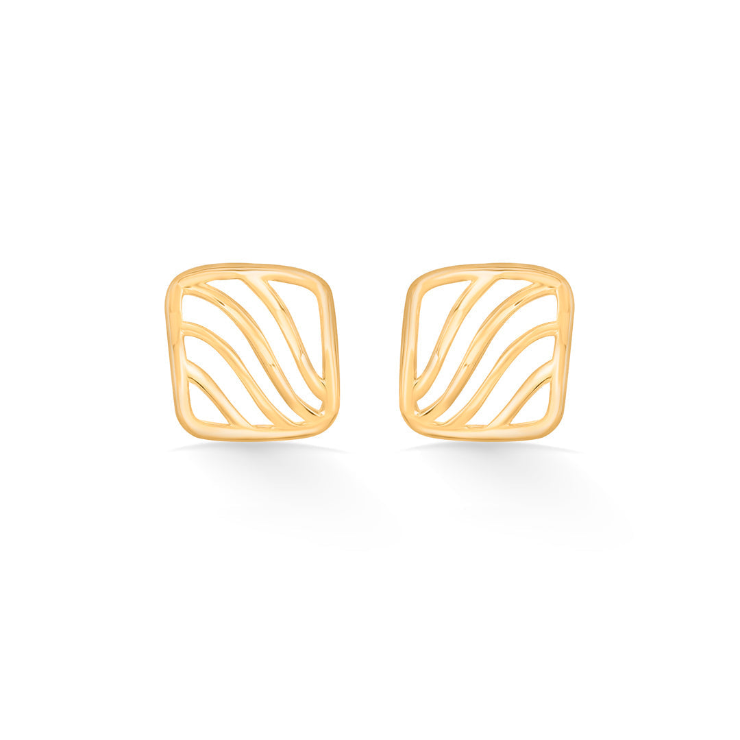 Wave Square Gold Necklace Set for Women