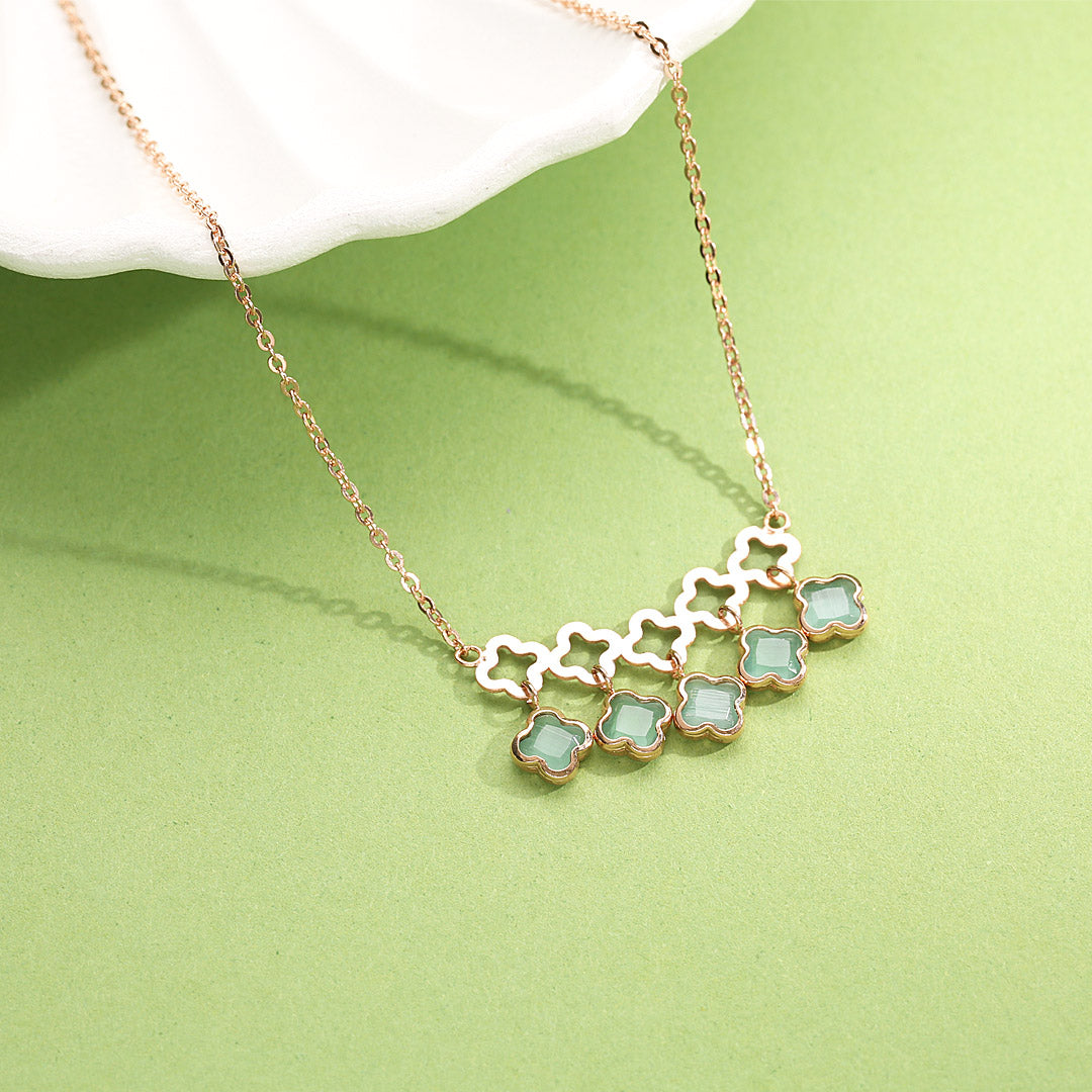 Aqua Bloom Gold Modern Necklace for Women