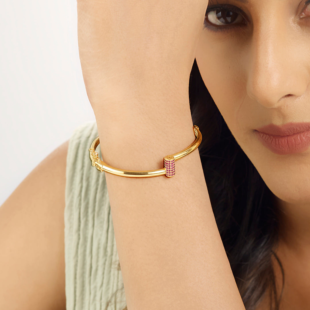 Gem Glow Gold Oval Bracelet for Women